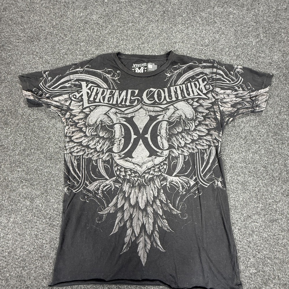 Xtreme Couture Shirt Mens Medium Black Graphic Eagle Tattoo MMA Affliction‎ Y2K
